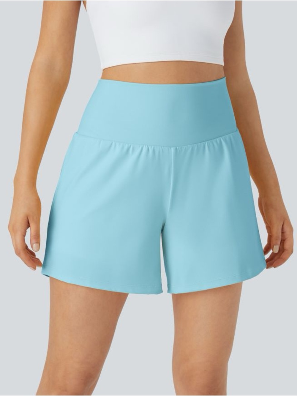 HALARA SoftlyZero Baby Blue 2-in-1 High-Waist Athletic Shorts Women’s L Long